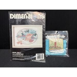 Vintage Dimensions Crewel Pastel Shells & Seashore Designs Counted Cross Stitch